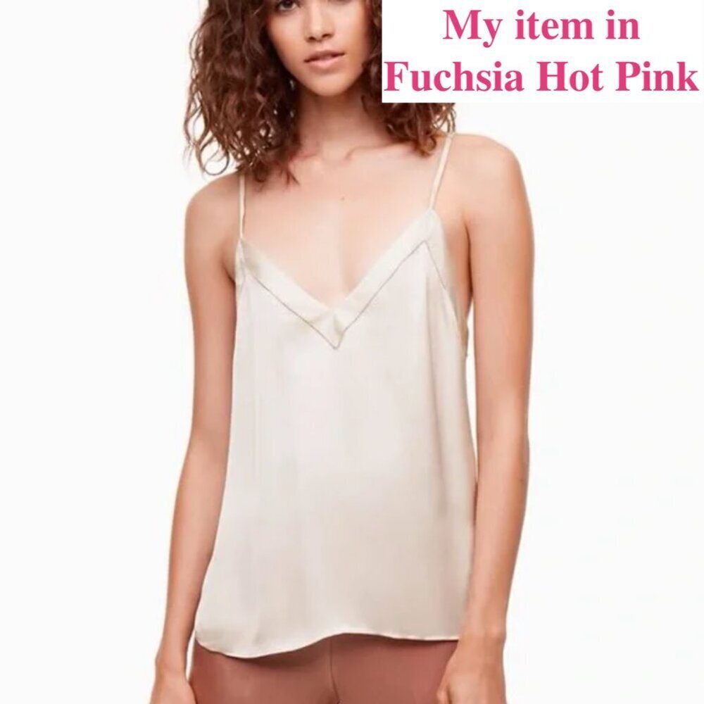 Aritzia Wilfred Fuchsia Hot Pink Cabrel Camisole Satin V-neck Tank Top Barbie S